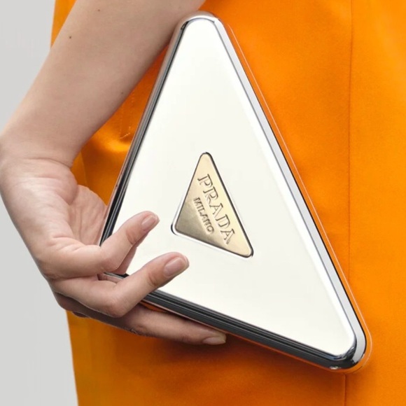 Prada Handbags - Prada Metallic Silver Triangle Bag